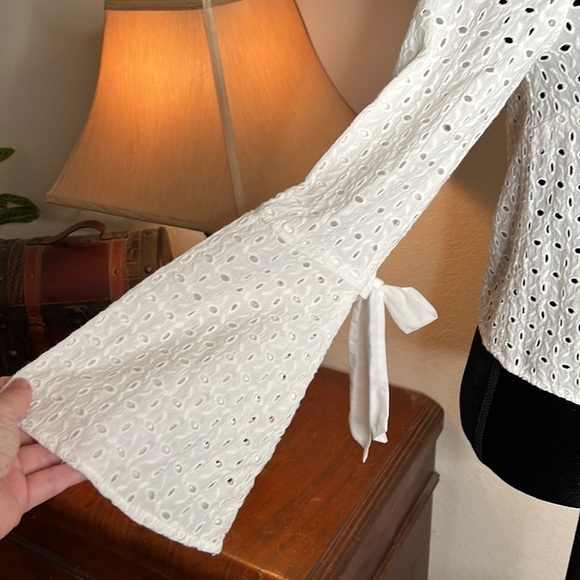 NWT Avec Les Filles | Natural Canvas Cotton Eyelet Top | XS - Picture 4 of 9